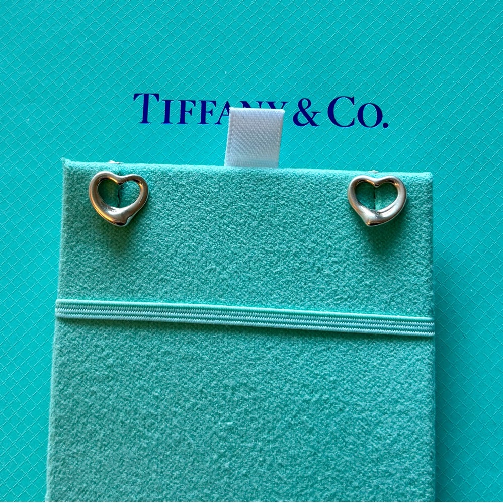 Tiffany & Co. Silver Elsa Peretti Open Heart Stud Earrings